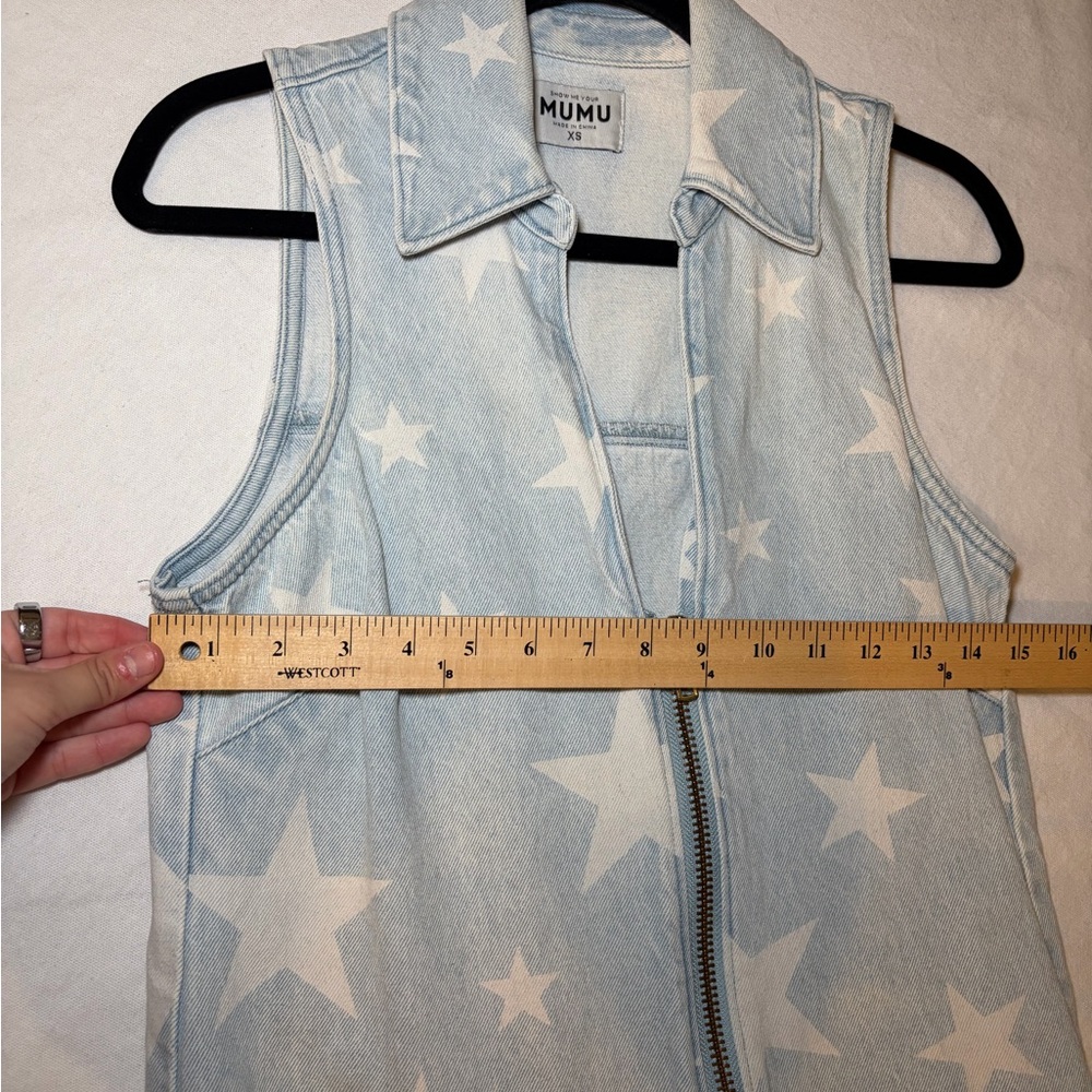 Show Me Your MuMu Light Blue Star Denim Romper - Picture 5 of 7